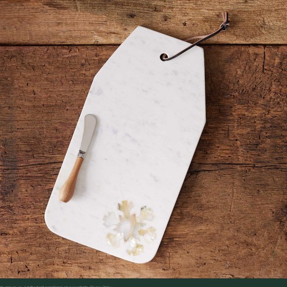 Marble Snowflake Cheese Board Wood Handle Canape Knife Cheese and Cutting Boards - Picture 1 of 10
